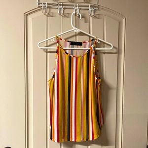 High Street Women’s Size L Multicolor Striped Tank Top Stretch Round Hem Soft